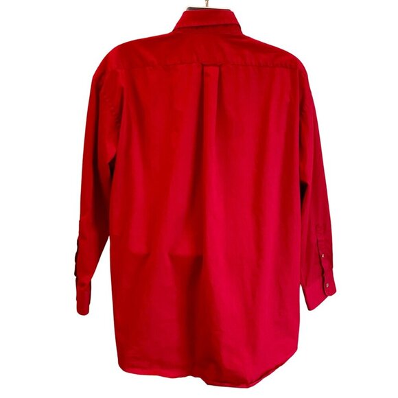Roundtree & Yorke Red Long Sleeve Button Down Men's Dress Neck 17.5 - Picture 6 of 8